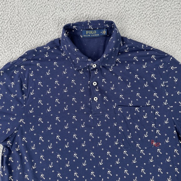 Polo Ralph Lauren Polo Men Medium Blue Anchors Nautical Embroidered‎ R67 - Picture 8 of 16